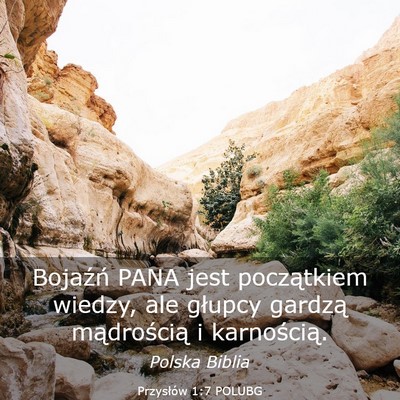 Picture 03 - Przysłów 1:7 POLUBG - Bojaźń PANA jest początkiem wiedzy, ale - Bible Verse Picture
