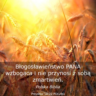 Picture 03 - Przysłów 10:22 POLUBG - Błogosławieństwo PANA wzbogaca i nie przynosi - Bible Verse Picture