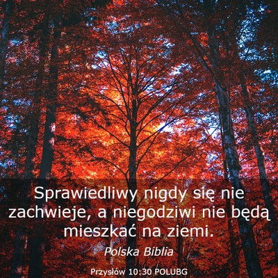 Picture 03 - Przysłów 10:30 POLUBG - Sprawiedliwy nigdy się nie zachwieje, a - Bible Verse Picture