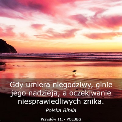 Picture 03 - Przysłów 11:7 POLUBG - Gdy umiera niegodziwy, ginie jego nadzieja, a - Bible Verse Picture