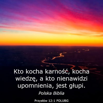 Picture 03 - Przysłów 12:1 POLUBG - Kto kocha karność, kocha wiedzę, a kto - Bible Verse Picture