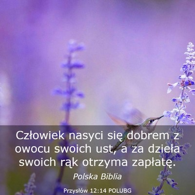 Picture 03 - Przysłów 12:14 POLUBG - Człowiek nasyci się dobrem z owocu swoich ust, - Bible Verse Picture