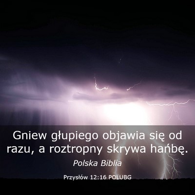 Picture 03 - Przysłów 12:16 POLUBG - Gniew głupiego objawia się od razu, a roztropny - Bible Verse Picture