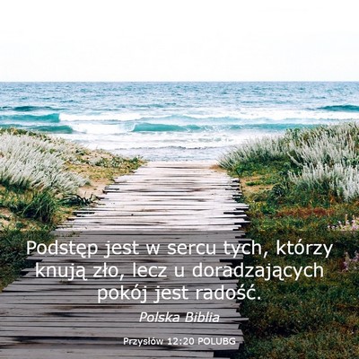 Picture 03 - Przysłów 12:20 POLUBG - Podstęp jest w sercu tych, którzy knują zło, - Bible Verse Picture