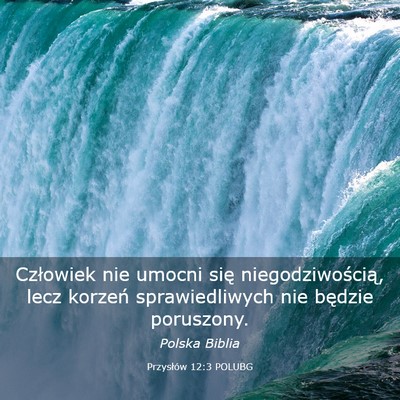 Picture 03 - Przysłów 12:3 POLUBG - Człowiek nie umocni się niegodziwością, lecz - Bible Verse Picture