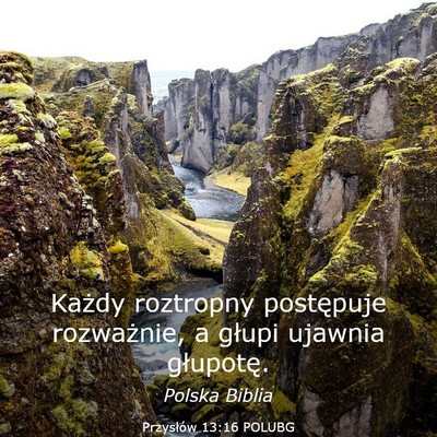 Picture 03 - Przysłów 13:16 POLUBG - Każdy roztropny postępuje rozważnie, a głupi - Bible Verse Picture