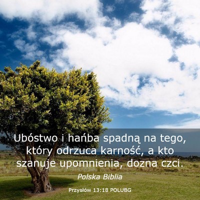 Picture 03 - Przysłów 13:18 POLUBG - Ubóstwo i hańba spadną na tego, który odrzuca - Bible Verse Picture