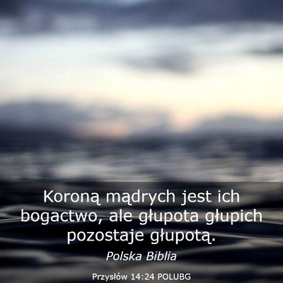 Picture 03 - Przysłów 14:24 POLUBG - Koroną mądrych jest ich bogactwo, ale głupota - Bible Verse Picture