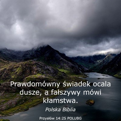 Picture 03 - Przysłów 14:25 POLUBG - Prawdomówny świadek ocala dusze, a fałszywy - Bible Verse Picture