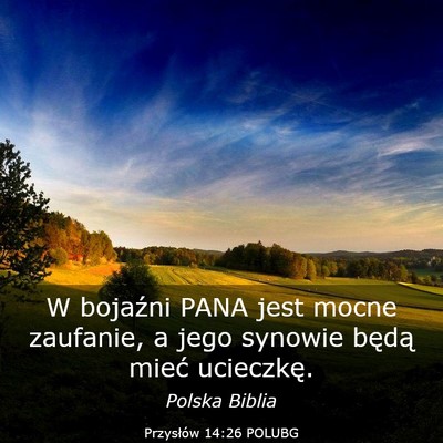 Picture 03 - Przysłów 14:26 POLUBG - W bojaźni PANA jest mocne zaufanie, a jego - Bible Verse Picture