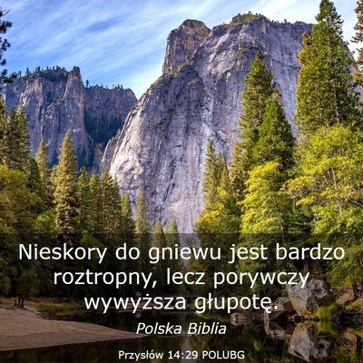 Picture 03 - Przysłów 14:29 POLUBG - Nieskory do gniewu jest bardzo roztropny, lecz - Bible Verse Picture