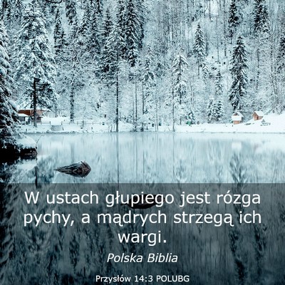 Picture 03 - Przysłów 14:3 POLUBG - W ustach głupiego jest rózga pychy, a mądrych - Bible Verse Picture