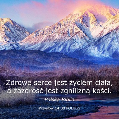 Picture 03 - Przysłów 14:30 POLUBG - Zdrowe serce jest życiem ciała, a zazdrość - Bible Verse Picture