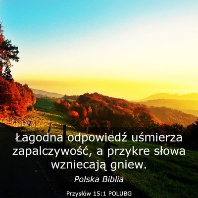 Picture 03 - Przysłów 15:1 POLUBG - Łagodna odpowiedź uśmierza zapalczywość, a - Bible Verse Picture