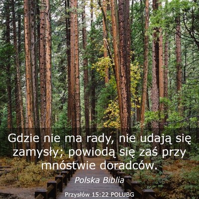 Picture 03 - Przysłów 15:22 POLUBG - Gdzie nie ma rady, nie udają się zamysły; - Bible Verse Picture