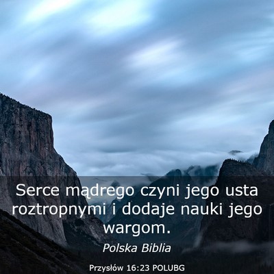 Picture 03 - Przysłów 16:23 POLUBG - Serce mądrego czyni jego usta roztropnymi i - Bible Verse Picture