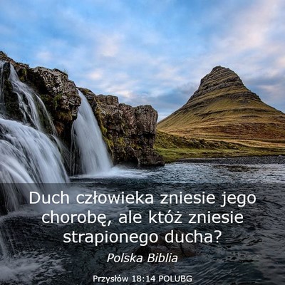 Picture 03 - Przysłów 18:14 POLUBG - Duch człowieka zniesie jego chorobę, ale któż - Bible Verse Picture