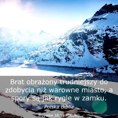 Picture 03 - Przysłów 18:19 POLUBG - Brat obrażony trudniejszy do zdobycia niż - Bible Verse Picture