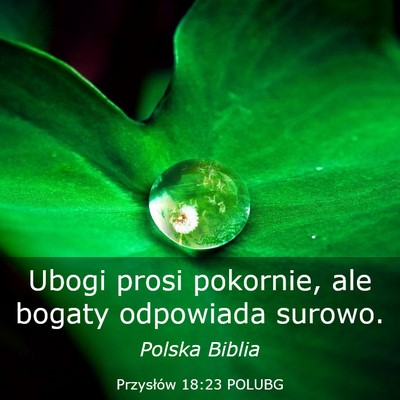 Picture 03 - Przysłów 18:23 POLUBG - Ubogi prosi pokornie, ale bogaty odpowiada - Bible Verse Picture