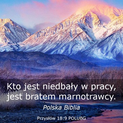 Picture 03 - Przysłów 18:9 POLUBG - Kto jest niedbały w pracy, jest bratem - Bible Verse Picture
