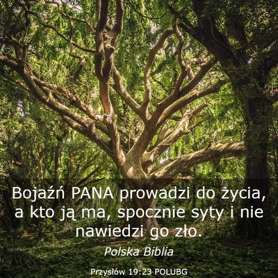 Picture 03 - Przysłów 19:23 POLUBG - Bojaźń PANA prowadzi do życia, a kto ją ma, - Bible Verse Picture