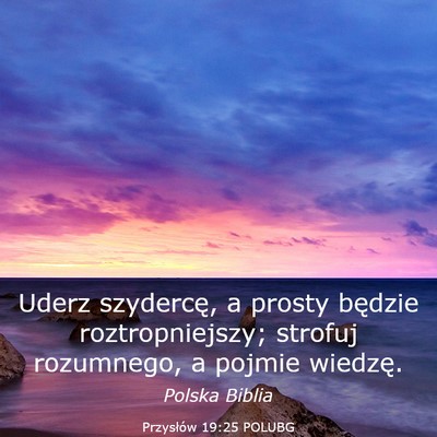 Picture 03 - Przysłów 19:25 POLUBG - Uderz szydercę, a prosty będzie roztropniejszy; - Bible Verse Picture