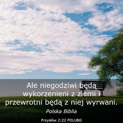 Picture 03 - Przysłów 2:22 POLUBG - Ale niegodziwi będą wykorzenieni z ziemi i - Bible Verse Picture