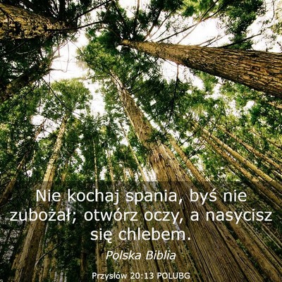 Picture 03 - Przysłów 20:13 POLUBG - Nie kochaj spania, byś nie zubożał; otwórz - Bible Verse Picture