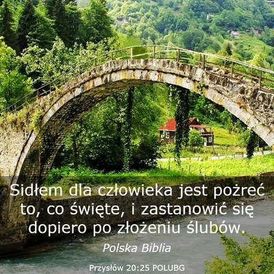 Picture 03 - Przysłów 20:25 POLUBG - Sidłem dla człowieka jest pożreć to, co - Bible Verse Picture