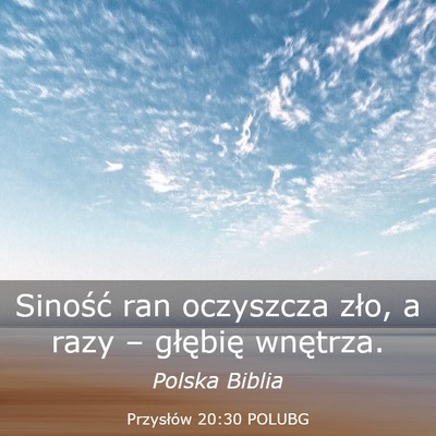 Picture 03 - Przysłów 20:30 POLUBG - Siność ran oczyszcza zło, a razy – głębię - Bible Verse Picture