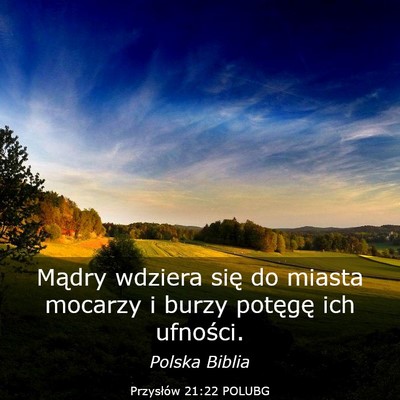 Picture 03 - Przysłów 21:22 POLUBG - Mądry wdziera się do miasta mocarzy i burzy - Bible Verse Picture