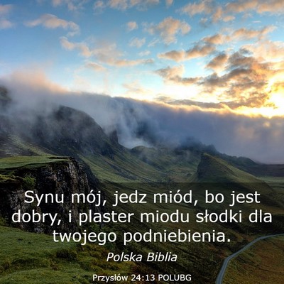 Picture 03 - Przysłów 24:13 POLUBG - Synu mój, jedz miód, bo jest dobry, i plaster - Bible Verse Picture