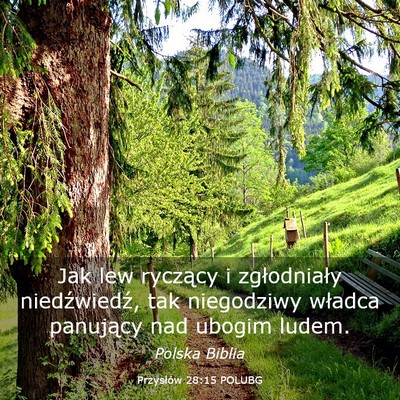 Picture 03 - Przysłów 28:15 POLUBG - Jak lew ryczący i zgłodniały niedźwiedź, tak - Bible Verse Picture