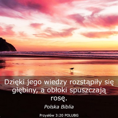 Picture 03 - Przysłów 3:20 POLUBG - Dzięki jego wiedzy rozstąpiły się głębiny, - Bible Verse Picture