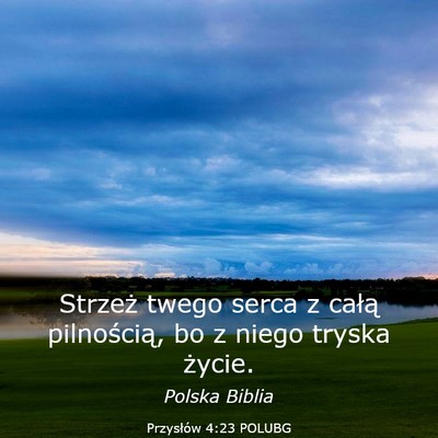 Picture 03 - Przysłów 4:23 POLUBG - Strzeż twego serca z całą pilnością, bo z - Bible Verse Picture