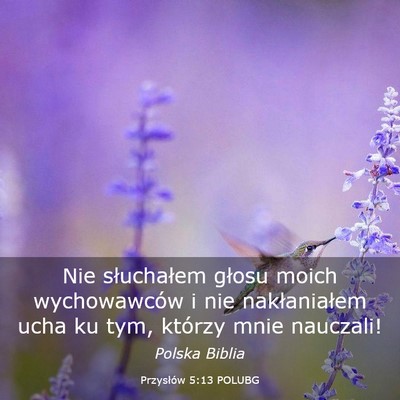 Picture 03 - Przysłów 5:13 POLUBG - Nie słuchałem głosu moich wychowawców i nie - Bible Verse Picture