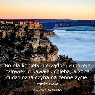 Picture 03 - Przysłów 6:26 POLUBG - Bo dla kobiety nierządnej zubożeje człowiek o - Bible Verse Picture
