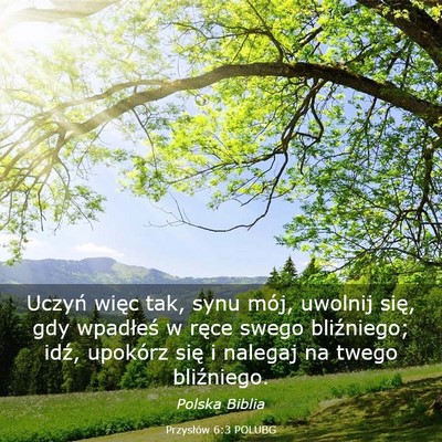 Picture 03 - Przysłów 6:3 POLUBG - Uczyń więc tak, synu mój, uwolnij się, gdy - Bible Verse Picture