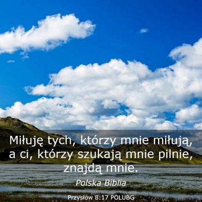 Picture 03 - Przysłów 8:17 POLUBG - Miłuję tych, którzy mnie miłują, a ci, - Bible Verse Picture