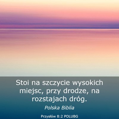 Picture 03 - Przysłów 8:2 POLUBG - Stoi na szczycie wysokich miejsc, przy drodze, na - Bible Verse Picture