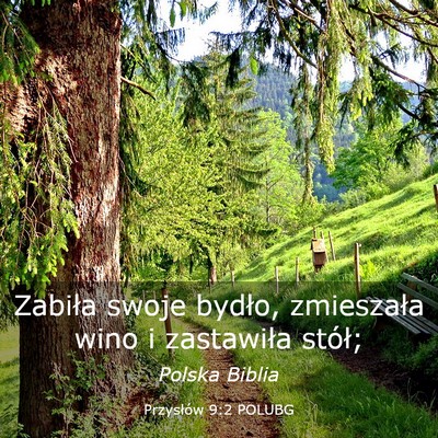 Picture 03 - Przysłów 9:2 POLUBG - Zabiła swoje bydło, zmieszała wino i - Bible Verse Picture