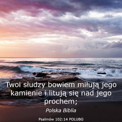 Picture 03 - Psalmów 102:14 POLUBG - Twoi słudzy bowiem miłują jego kamienie i - Bible Verse Picture