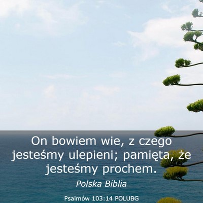 Picture 03 - Psalmów 103:14 POLUBG - On bowiem wie, z czego jesteśmy ulepieni; - Bible Verse Picture