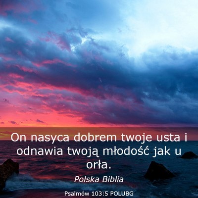 Picture 03 - Psalmów 103:5 POLUBG - On nasyca dobrem twoje usta i odnawia twoją - Bible Verse Picture