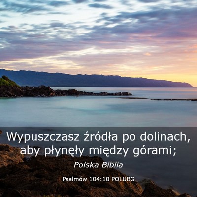 Picture 03 - Psalmów 104:10 POLUBG - Wypuszczasz źródła po dolinach, aby płynęły - Bible Verse Picture