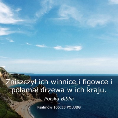 Picture 03 - Psalmów 105:33 POLUBG - Zniszczył ich winnice i figowce i połamał - Bible Verse Picture