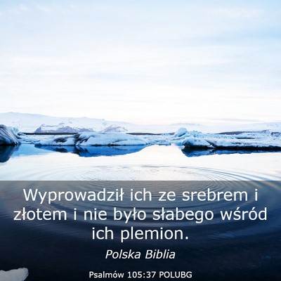 Picture 03 - Psalmów 105:37 POLUBG - Wyprowadził ich ze srebrem i złotem i nie było - Bible Verse Picture