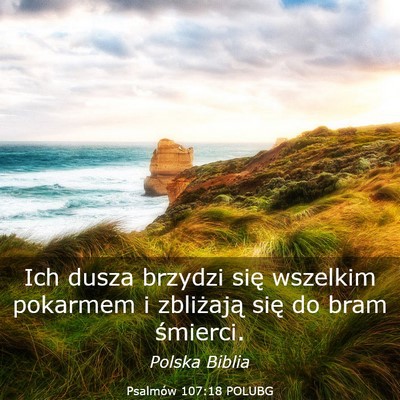 Picture 03 - Psalmów 107:18 POLUBG - Ich dusza brzydzi się wszelkim pokarmem i - Bible Verse Picture