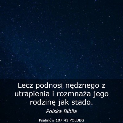 Picture 03 - Psalmów 107:41 POLUBG - Lecz podnosi nędznego z utrapienia i rozmnaża - Bible Verse Picture