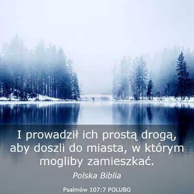 Picture 03 - Psalmów 107:7 POLUBG - I prowadził ich prostą drogą, aby doszli do - Bible Verse Picture
